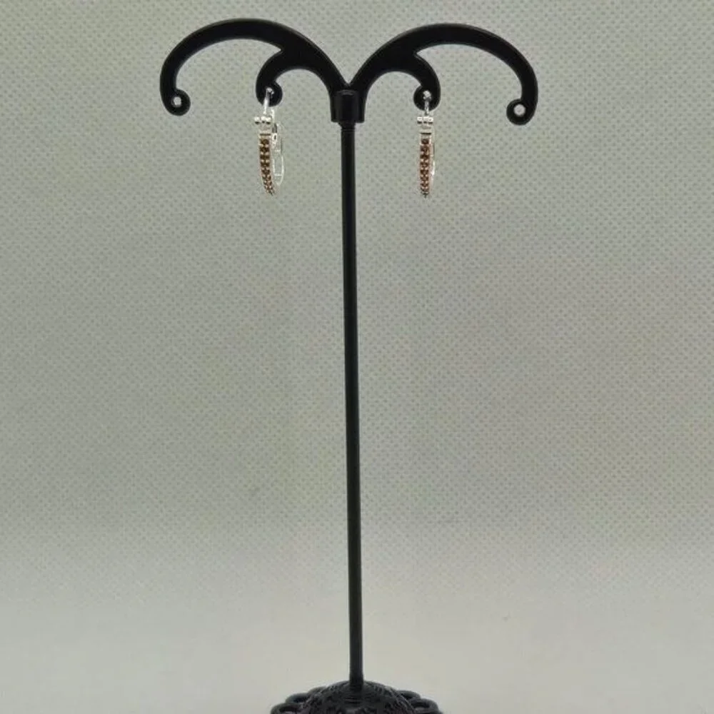 Red Garnet Hinged Hoop‎ Earrings NWOT